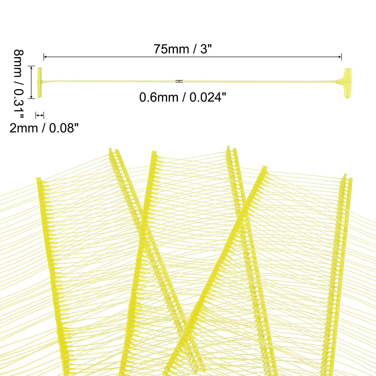 1000pack 75mm Tagging Fasteners Clothing Tag Barbs Attachments Price Tags Yellow 2