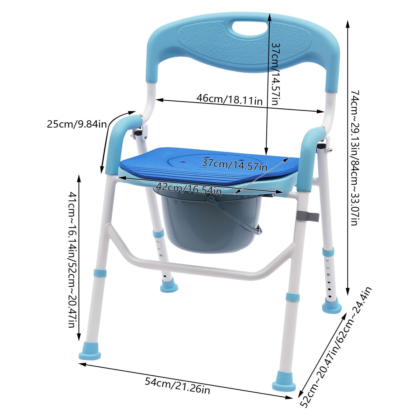 Large Bedside Toilet EVA Commode Portable Folding Chair Adult Potty Shower Seat 3
