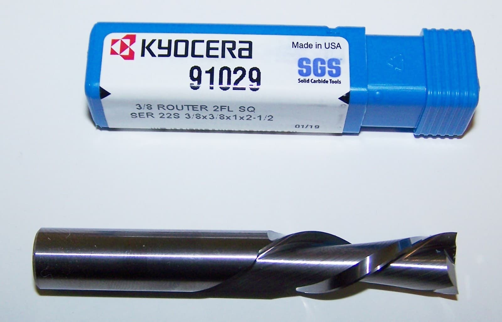 3/8" (.375")  2 FLUTE CARBIDE DOWN CUT ROUTER END MILL SGS WOOD/PLASTIC 91029