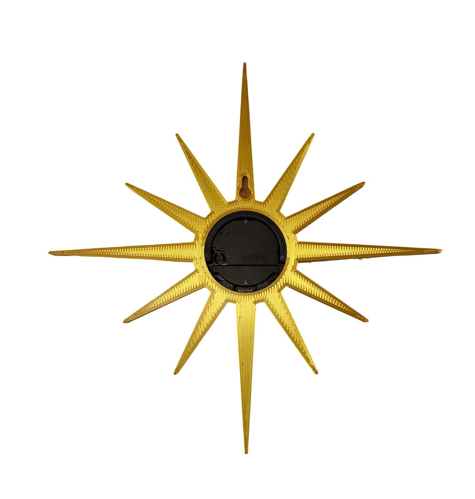 11x11" Mid-Century Modern Gold Sunburst Wall Clock Retro Atomic Starburst Design 3