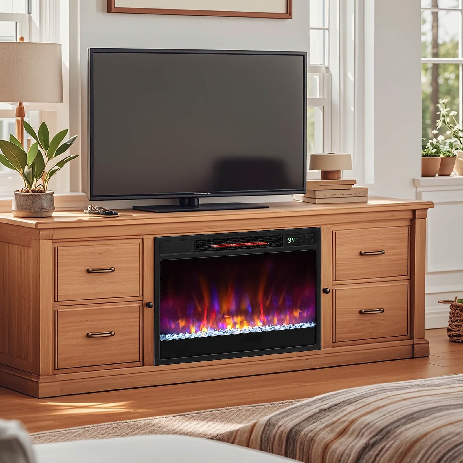 23" Infrared Quartz Electric Fireplace Insert with Remote Control 3