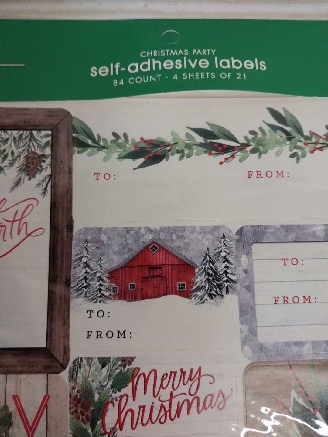 New! 84 Farmhouse Sticker Gift Tags Labels Christmas Presents Barn Truck Snow 5