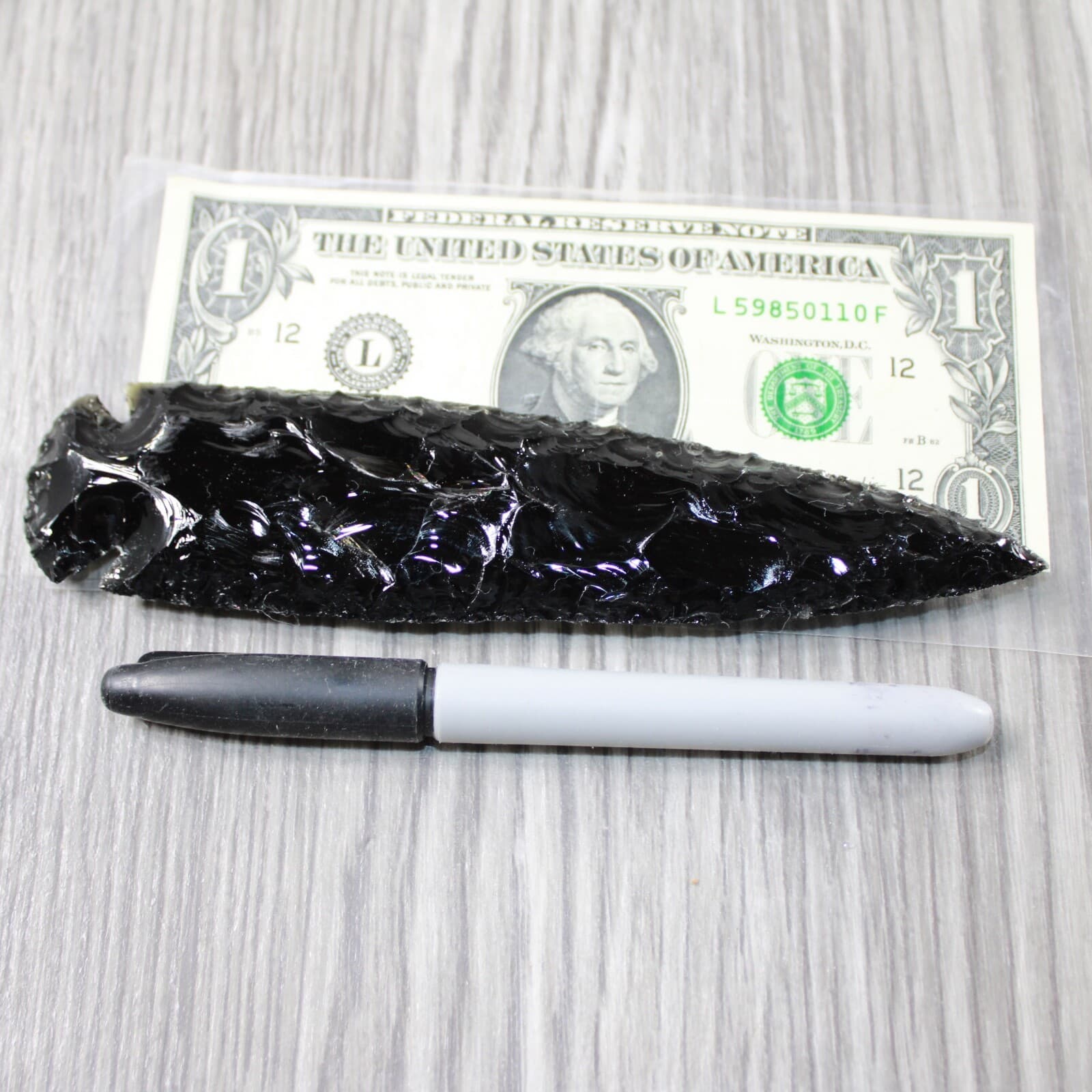 1 Obsidian Ornamental Spearhead  #9040 Arrowhead 4