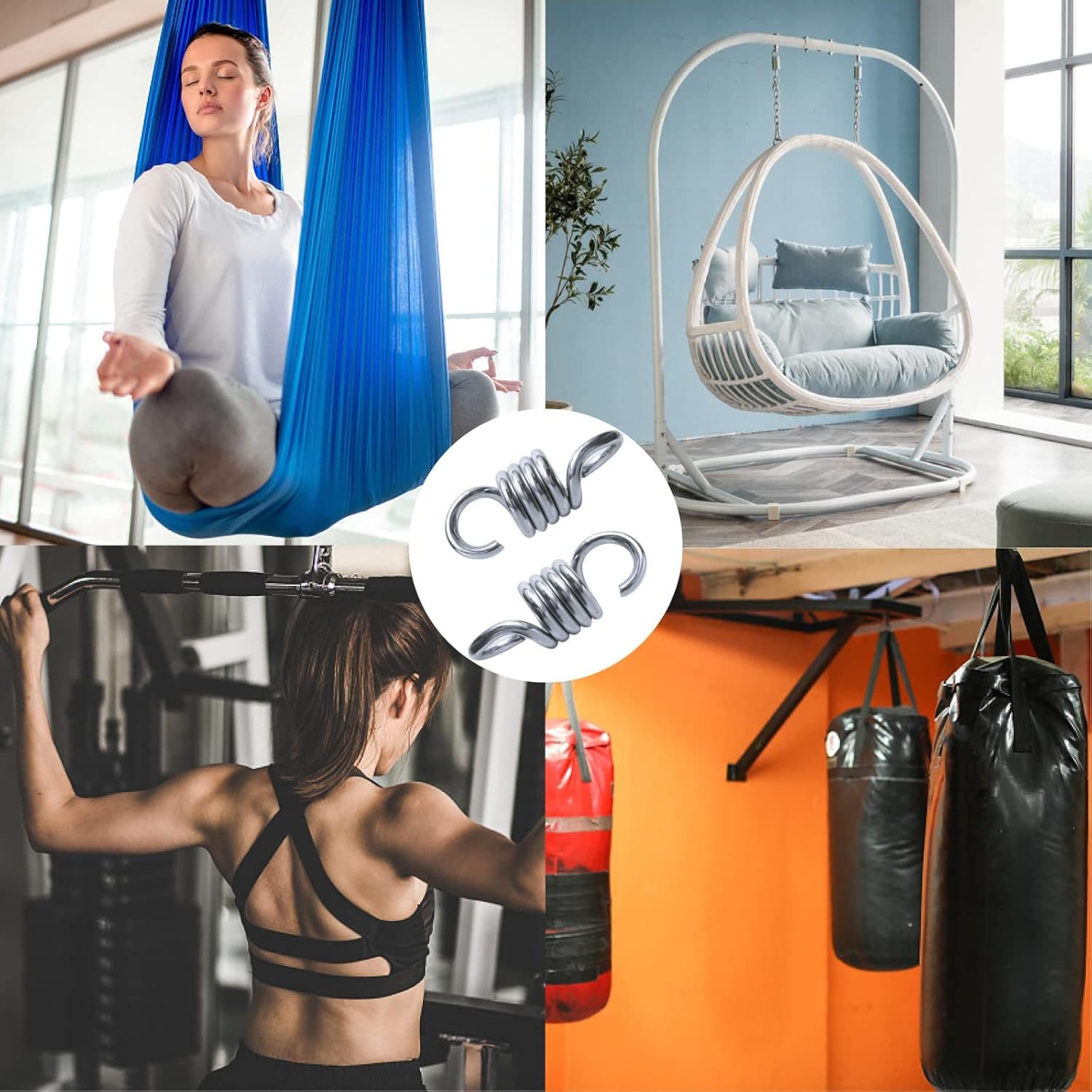 2 Pcs Heavy Duty Spring Hammock Chair Spring Porch Swing Springs Hook Suspension 4