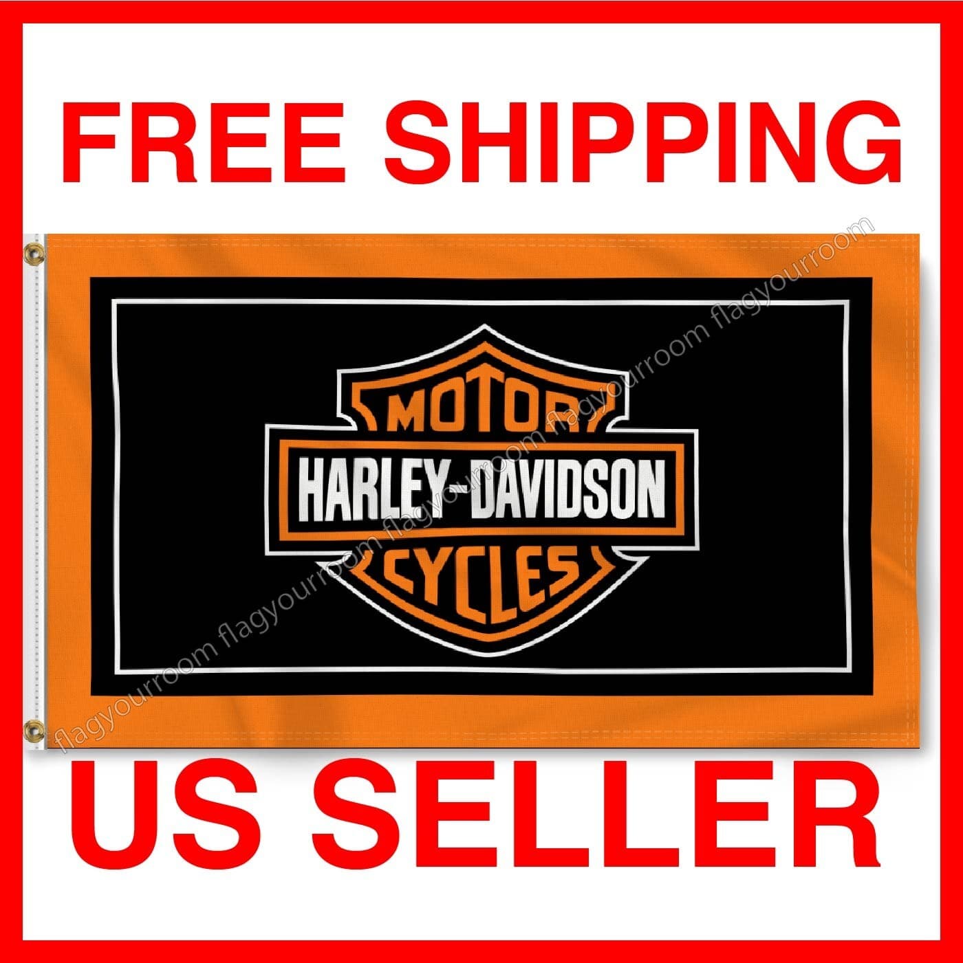 Harley Davidson Flag 3x5 ft HD Banner Logo Garage Wall Sign FREE Shipping