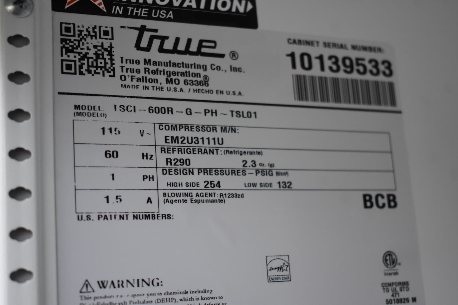 TRUE TSCI-600R-G GLASS DOOR REACH-IN REFRIGERATOR MULTIPLE USE 6