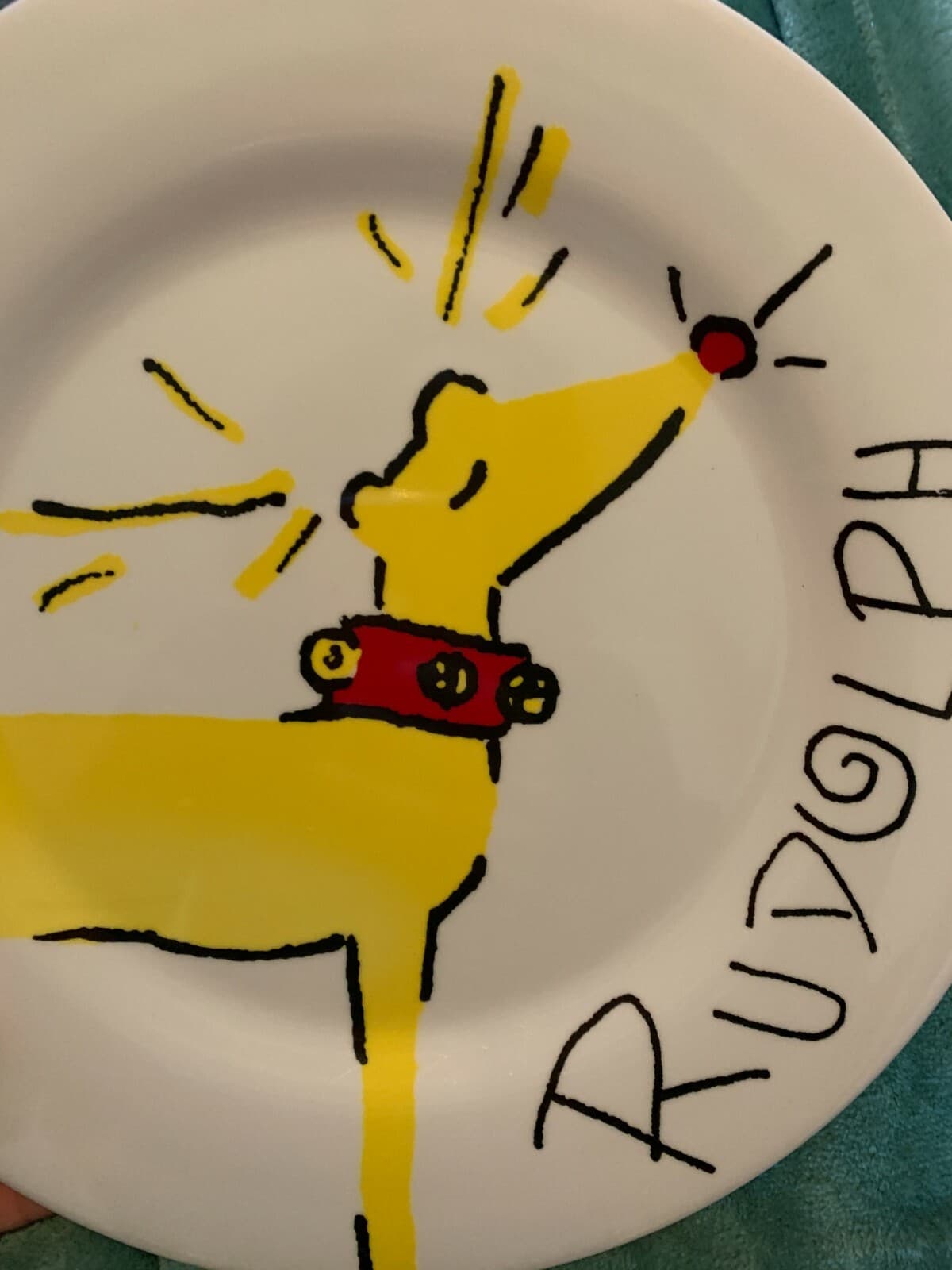 Disney Pottery Barn Plate Rudolph holiday gift School Party Christmas SET 2 ! 3