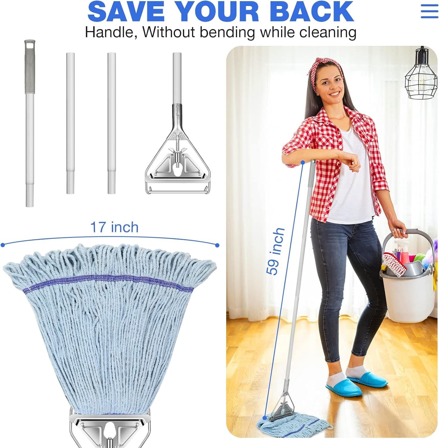 String Mop Heavy Duty for Floor Cleaning- Industrial industrial mop, Blue  5