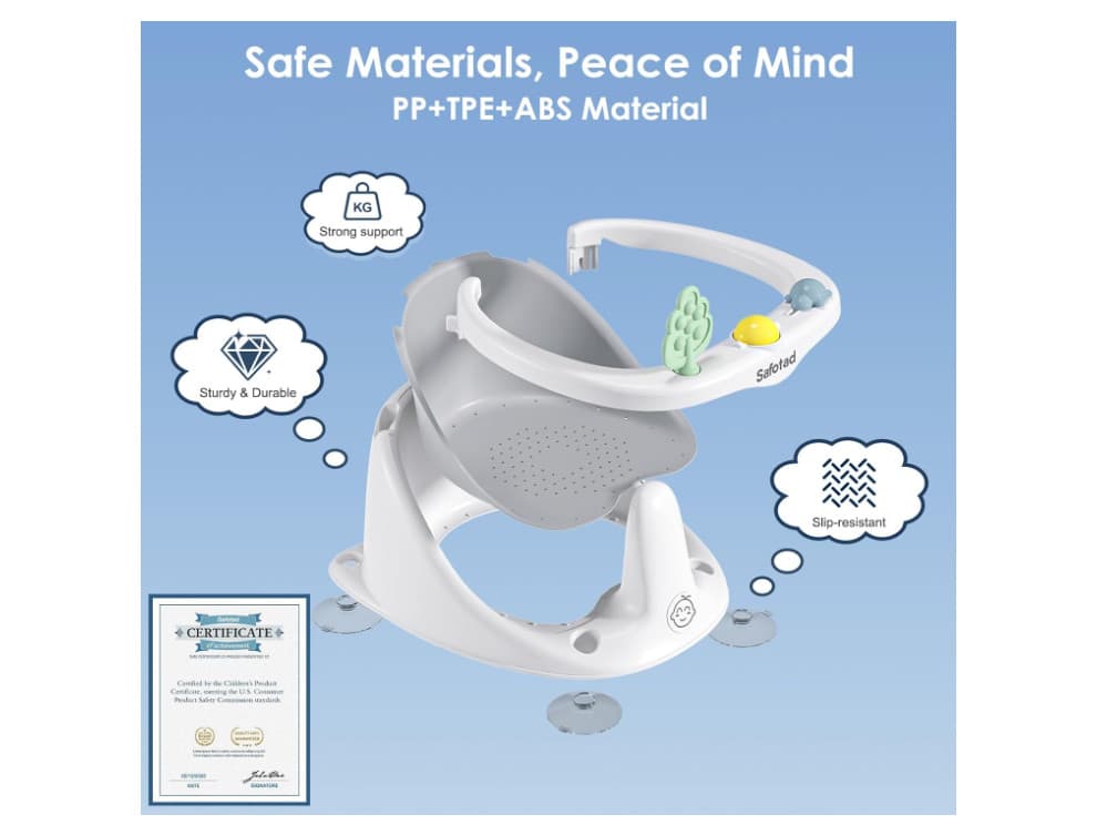 Asiento de baño para bebés de 6 meses en adelante, asiento de seguridad para bañ 2