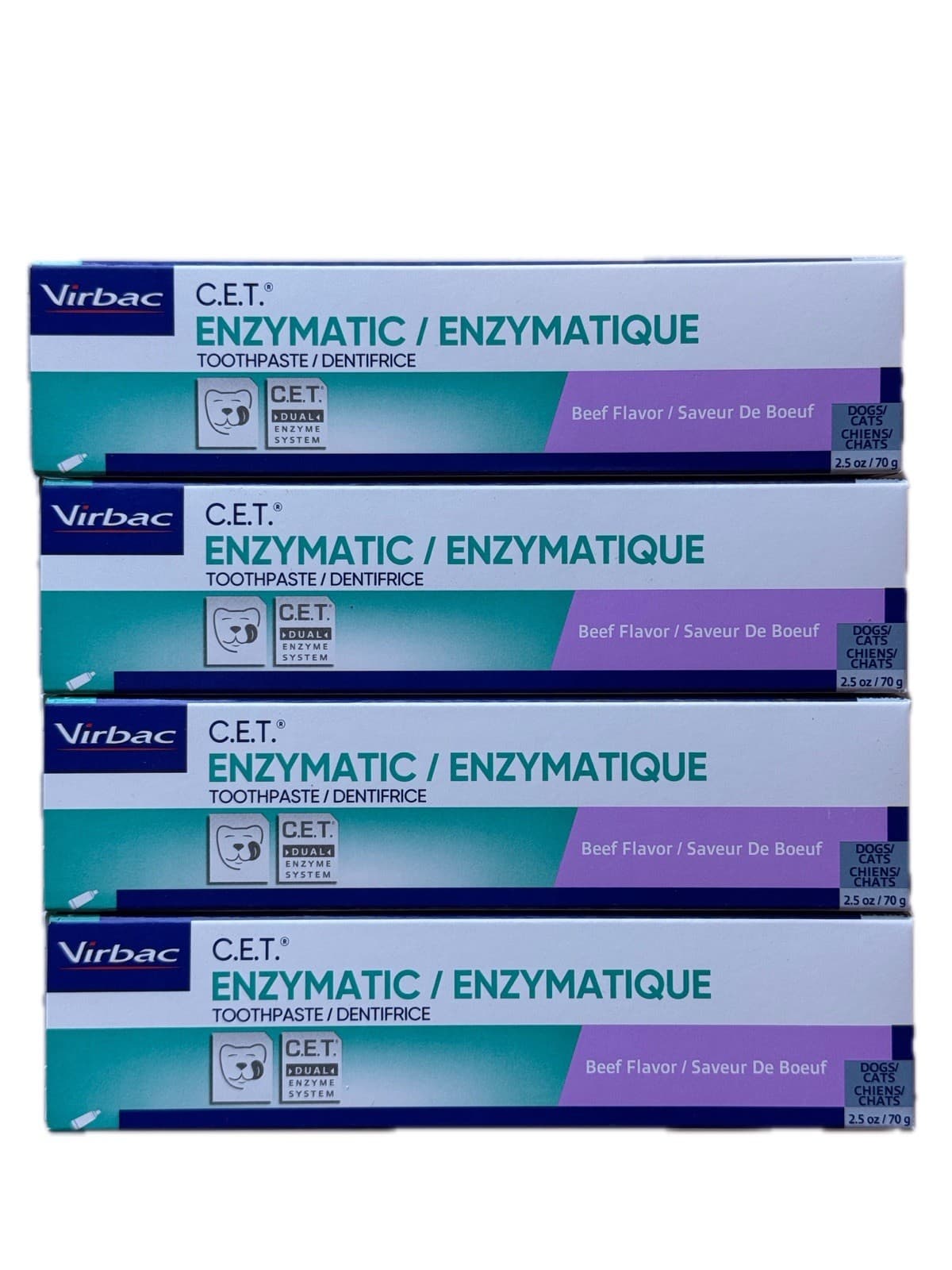 4 Pk Virbac CET Enzymatic Toothpaste Beef Flavor  2.5oz  Exp 03/2027