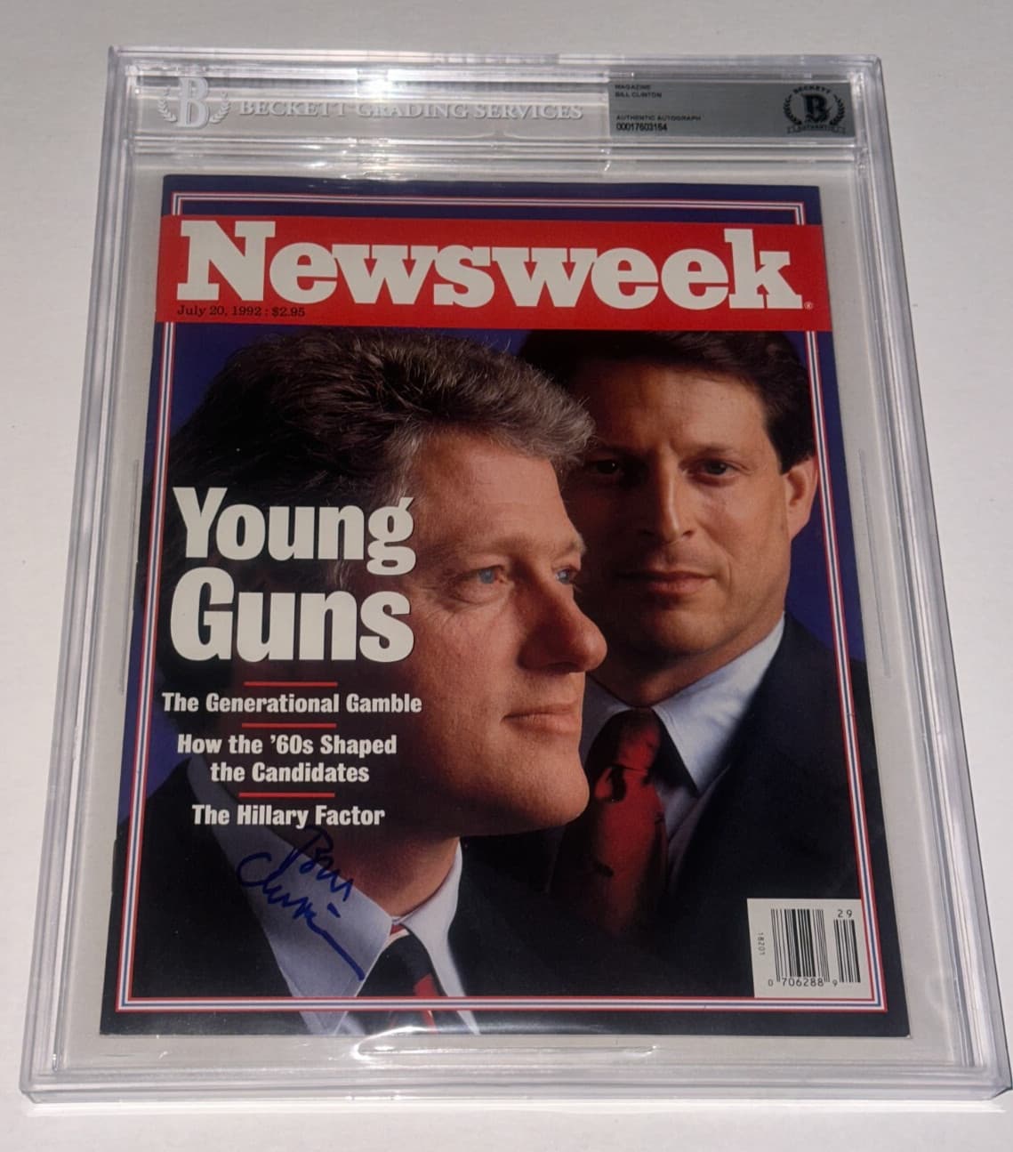 President BILL CLINTON Signed NEWSWEEK Magazine Beckett Encapsulated BAS