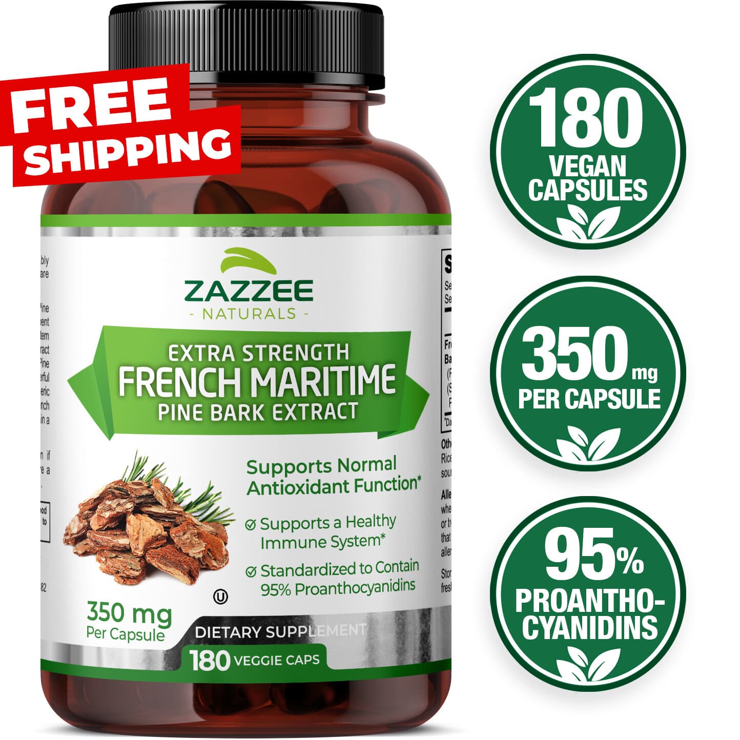 Extra Strength French Maritime Pine Bark Extract, Pycnogenol, 350 mg, Kosher