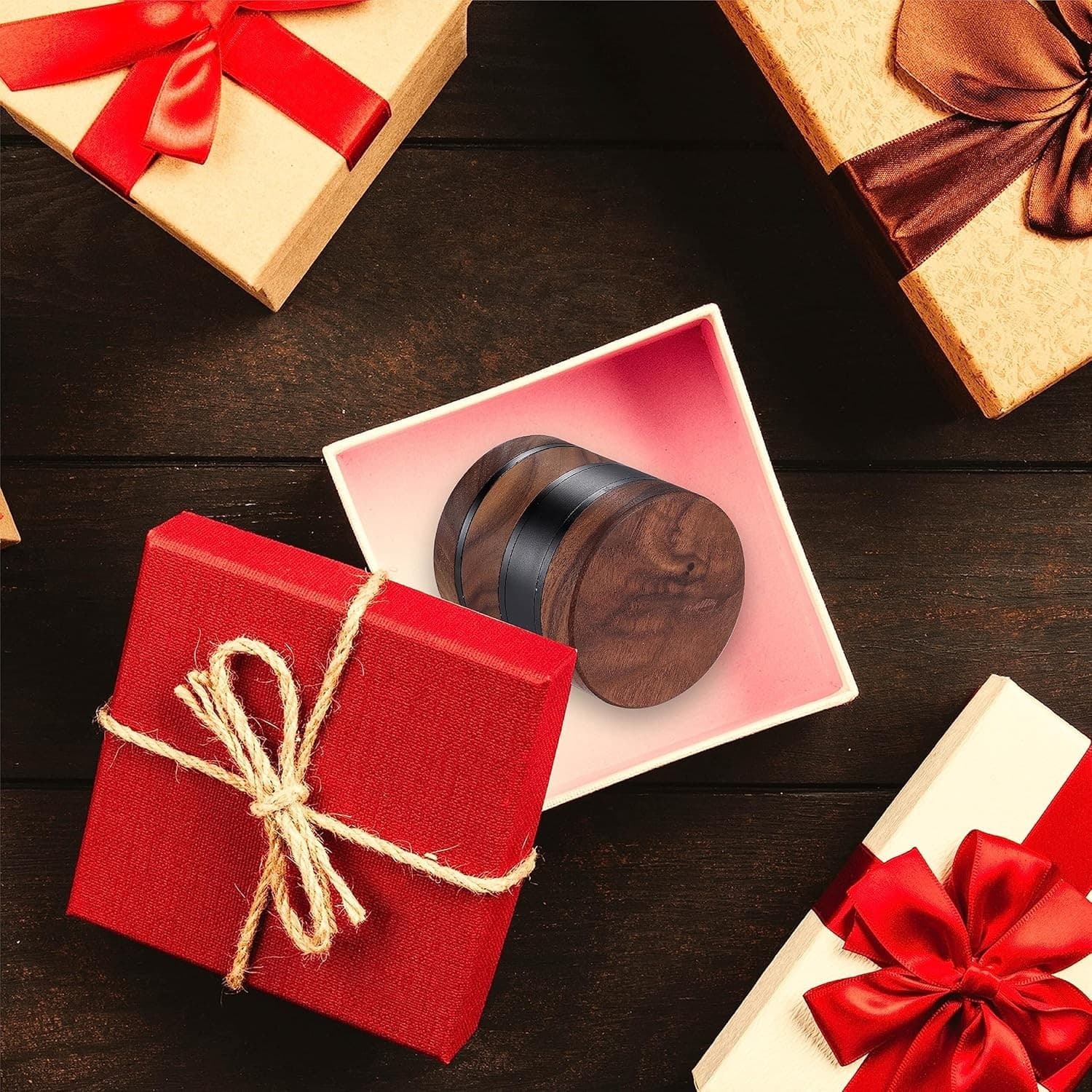 2.5inch Walnut Solid Wood Metal Herbal Herb Spice Grinder Crusher in Black 5