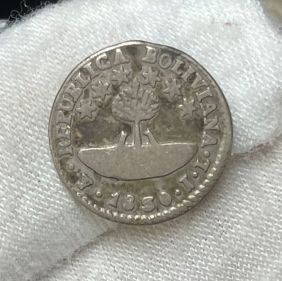 1830 Bolivia 1/2 Half Sol Silver Coin Great Condition 3