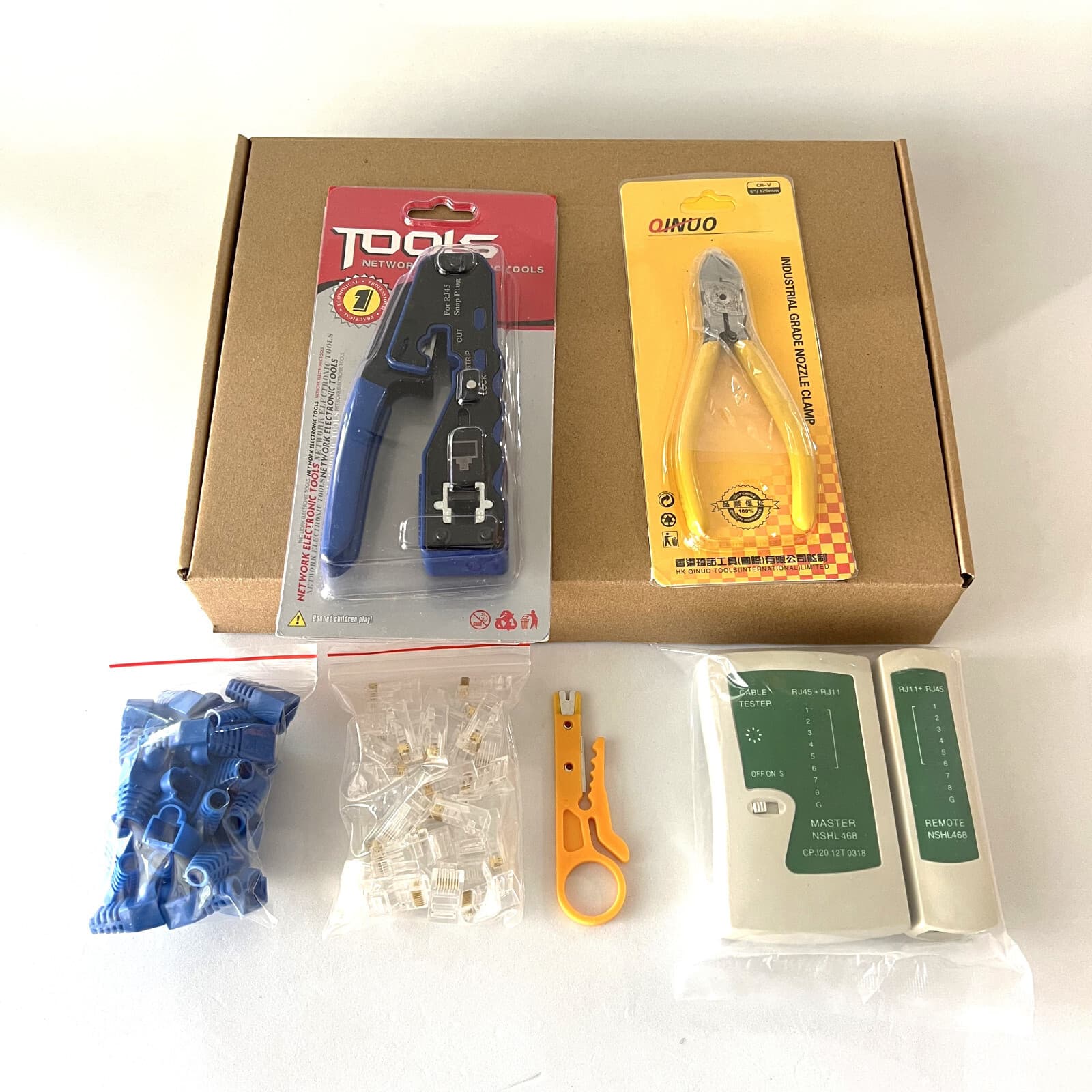 RJ45 Crimping Tool Kit, Ethernet Pass through Crimper, Network Cat5e Cat5 Cat6 6