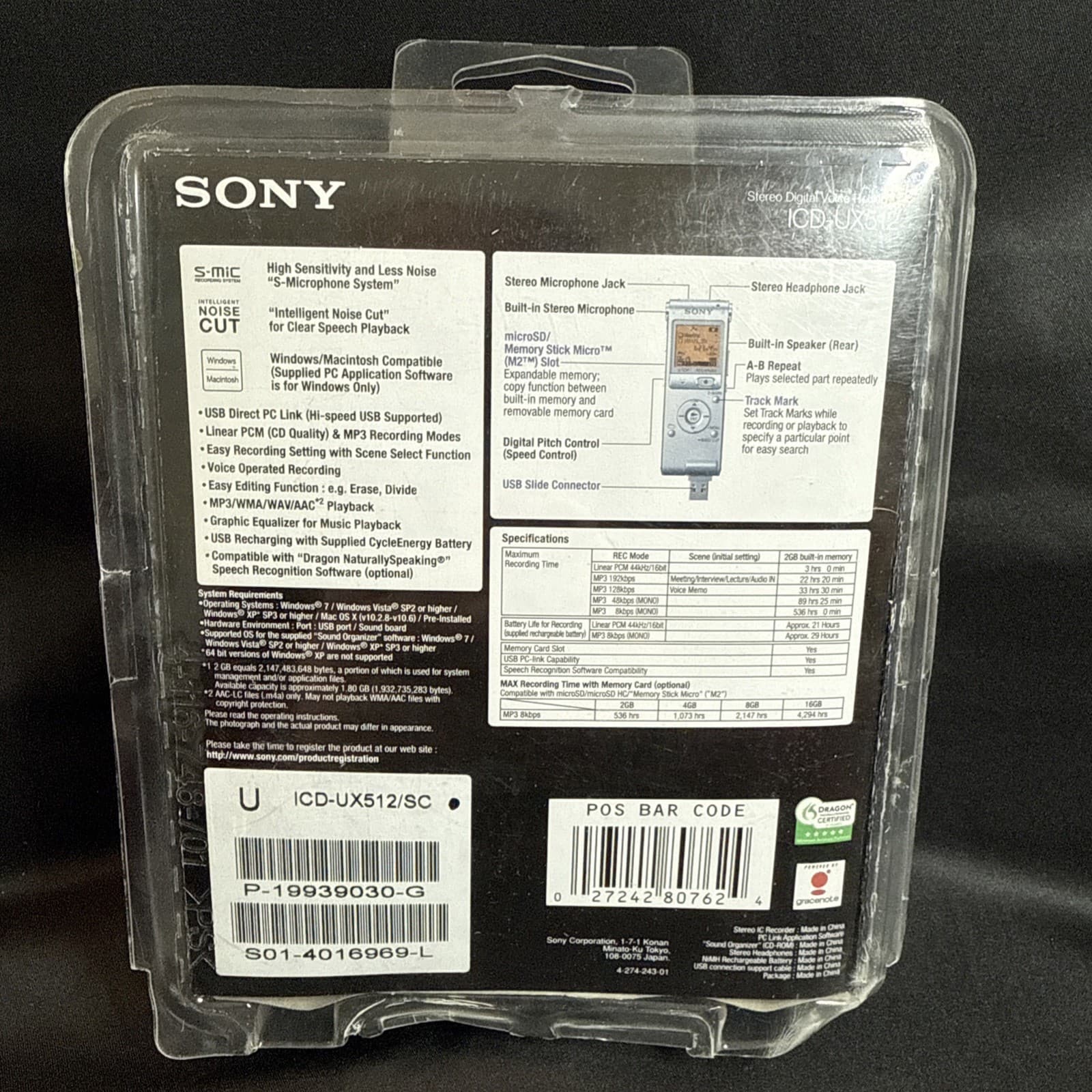 Sony ICD-UX512 Stereo Portable Digital Voice Recorder Sealed 2