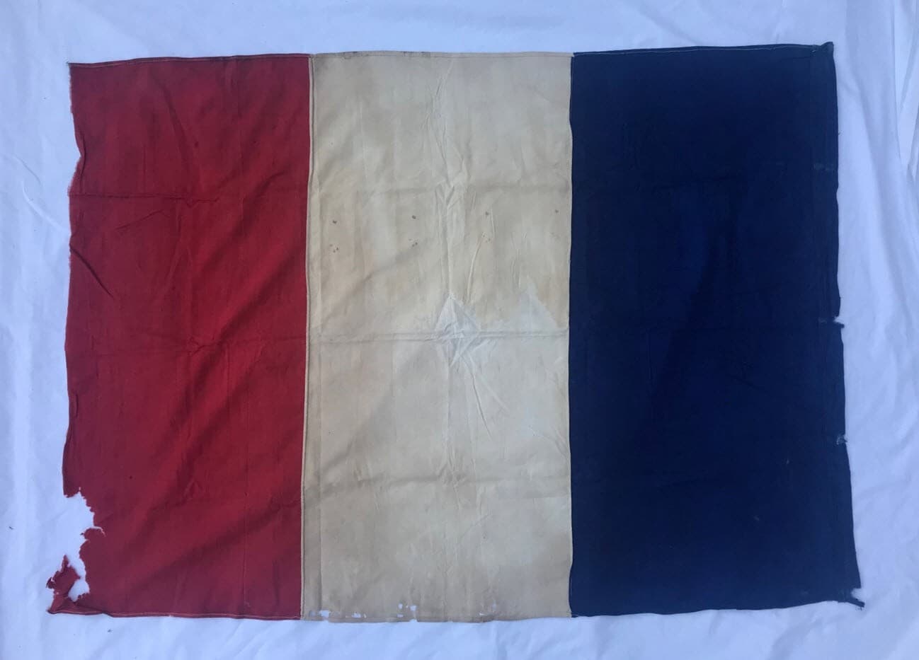 Large Antique WW1 WWII War French France Banner Flag 46 inches x 33 inches wide 2