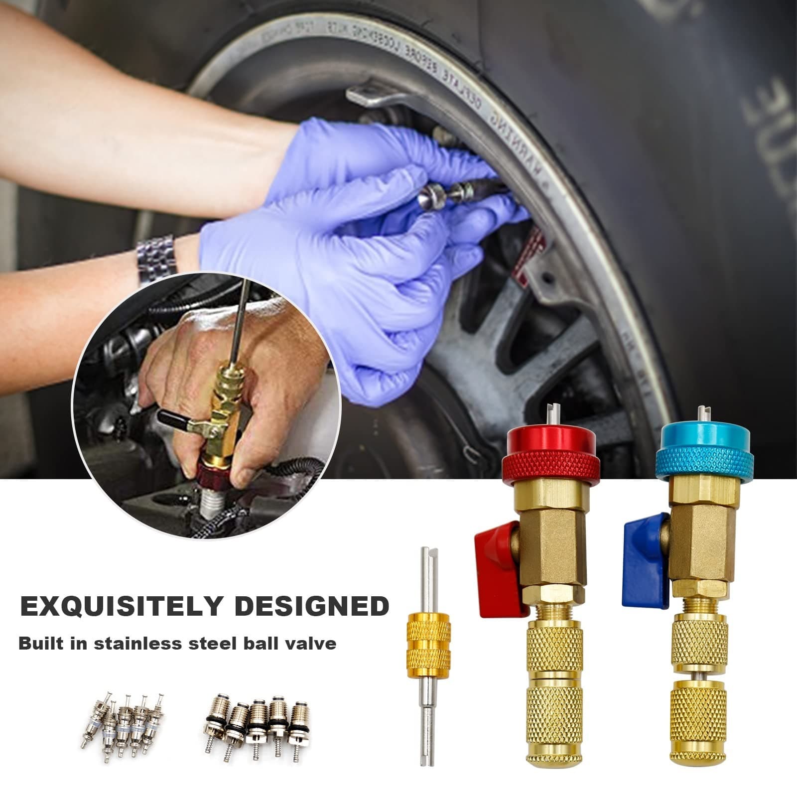 R134A Valve Core Quick Remover Installer, 2 Pack High Low Pressure Valve Core... 2