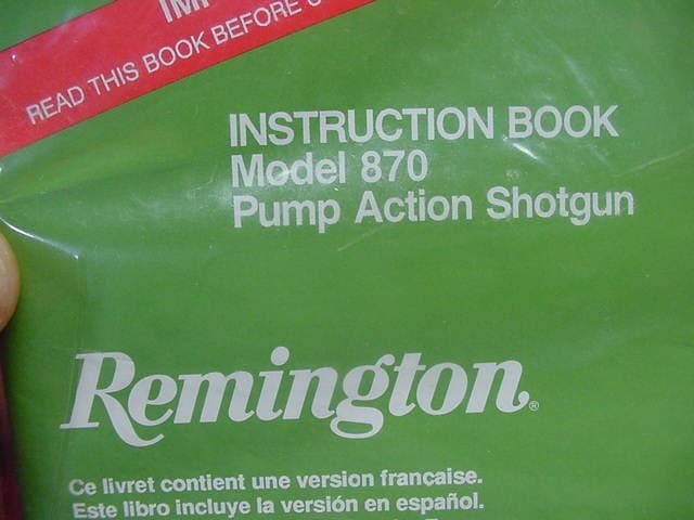 Remington Model 870-Shotgun Instruction/Owners Manual- New !! 2