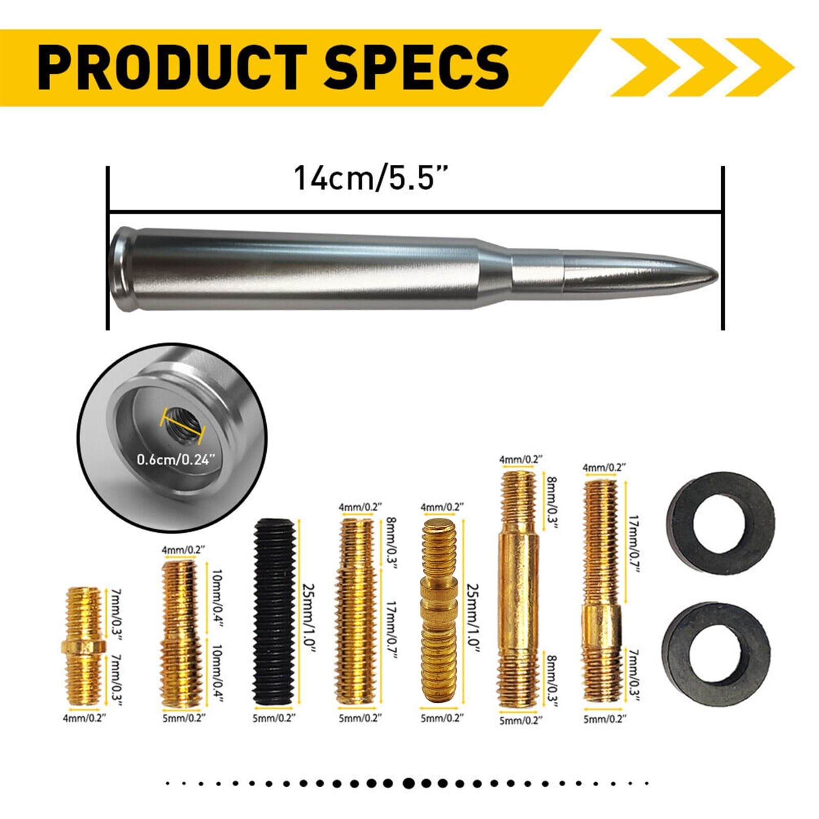 1PC 50 CAL BULLET ANTENNA For CHEV/ROL-ET SILVERADO GM SIERRA 3