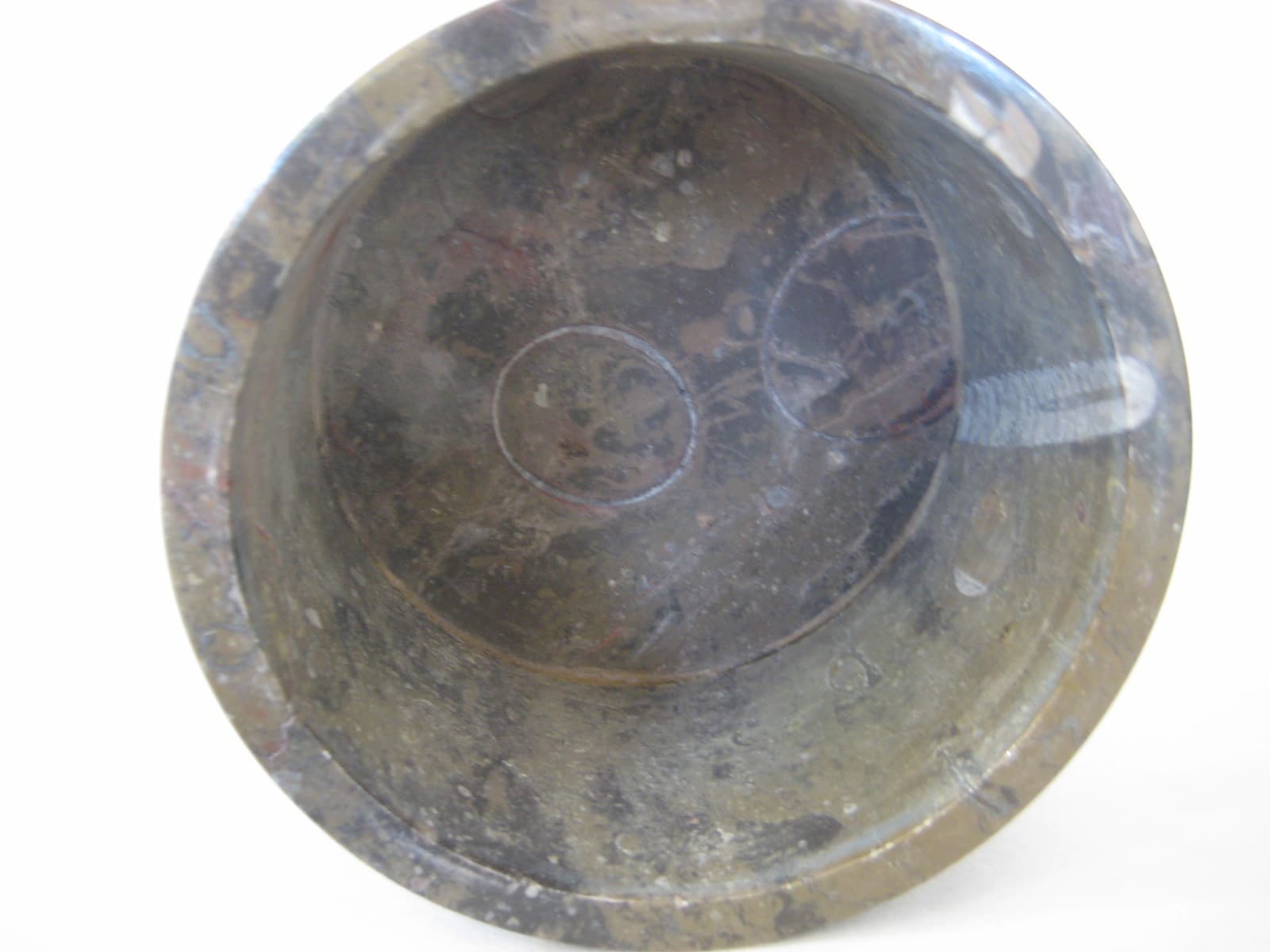 Vintage Round Shaped Geisonoceras Fossil Trinket Box, 3" High X 4 1/2" Diameter 5