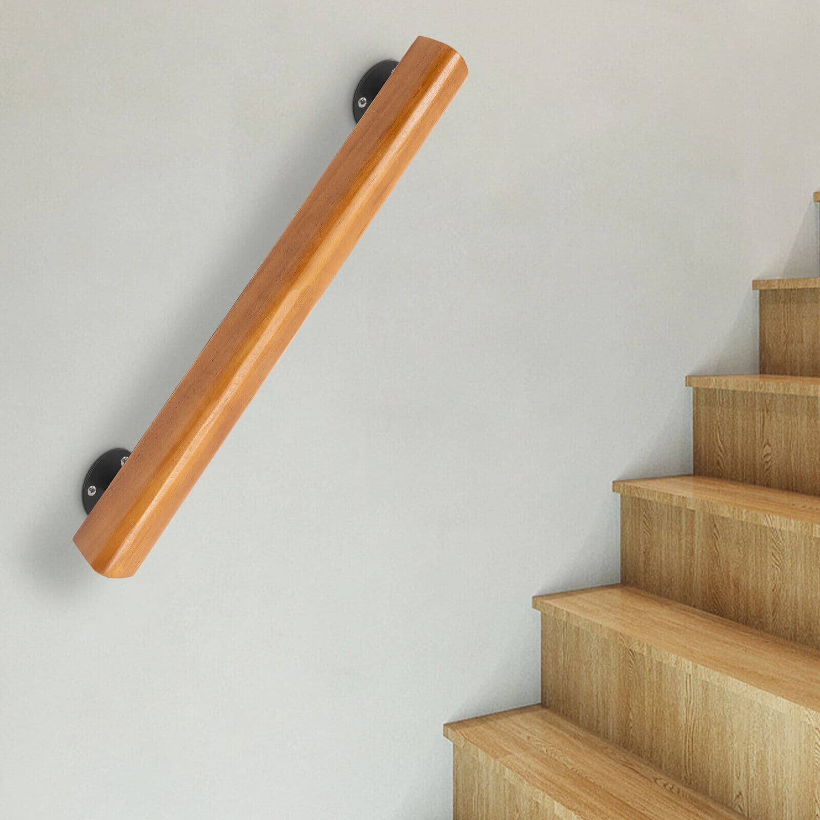 Wood 2 FT Handrail For Steps Stair Railing Hand Rail Wall-mounted Indoor Rail 6