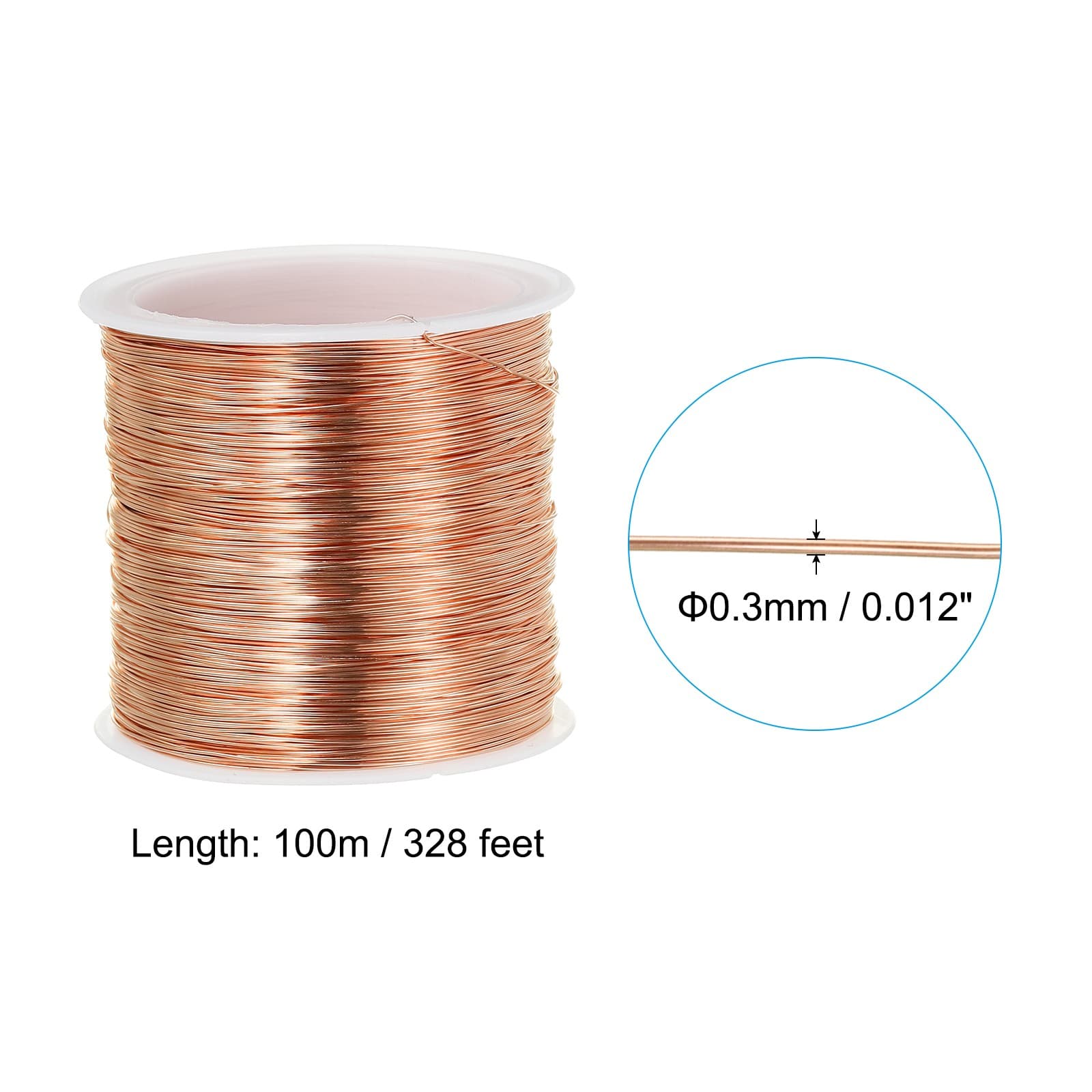 328 Feet Solid Pure Copper Wire 28 Gauge 0.3mm Copper Tone 3