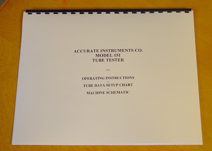 NEW MANUAL + SETUP CHART Accurate 151 Tube Tester
