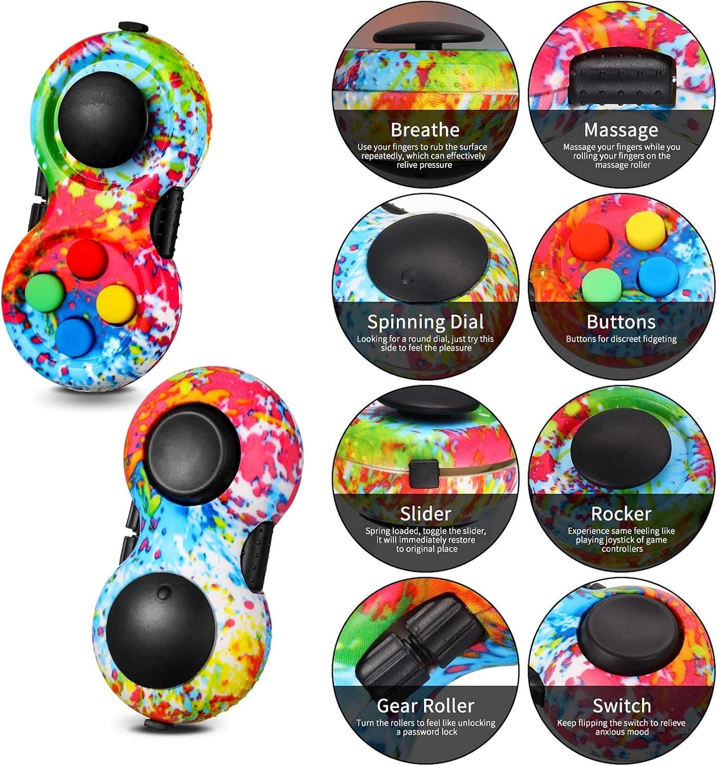 2 Pcs Fidget Controller Pad,Portable Stress Reducer Game Pad Hand Pad...  3