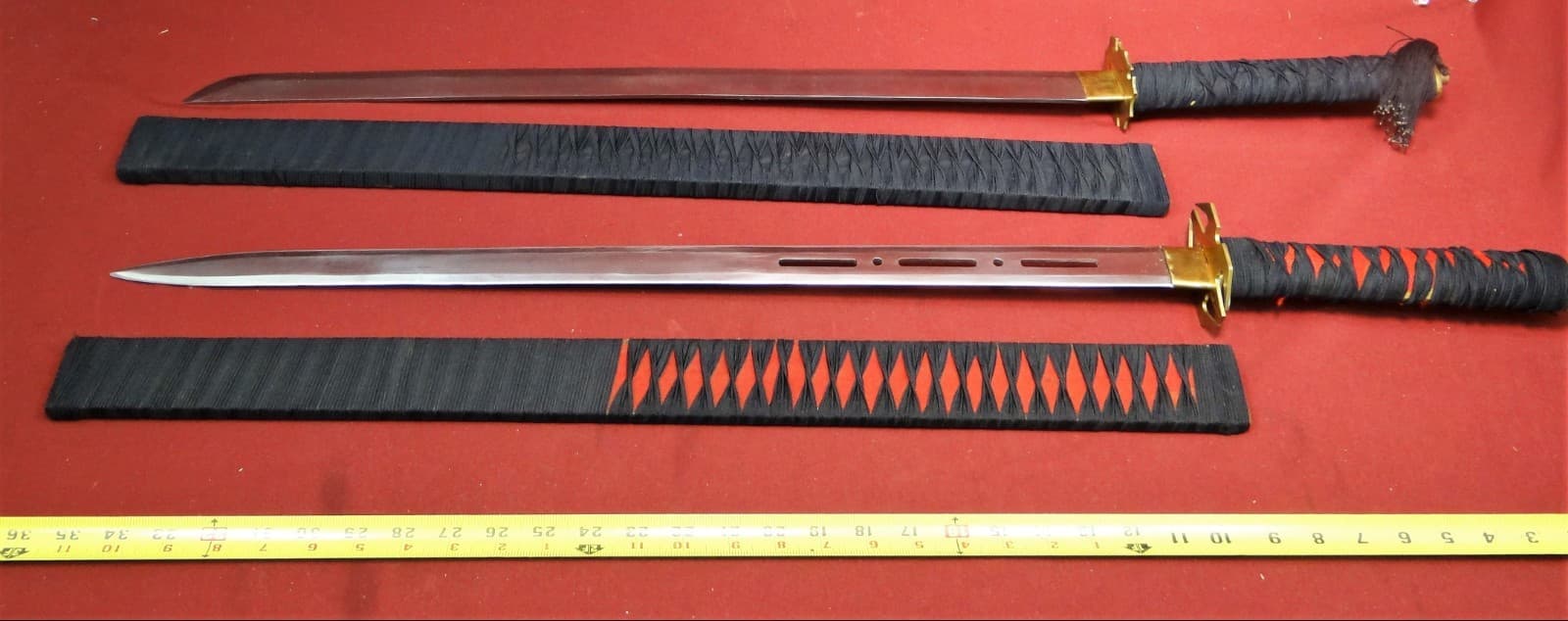 Pair of Contemporary Japanese Type Samurai Swords w/Wood Scabbards 6