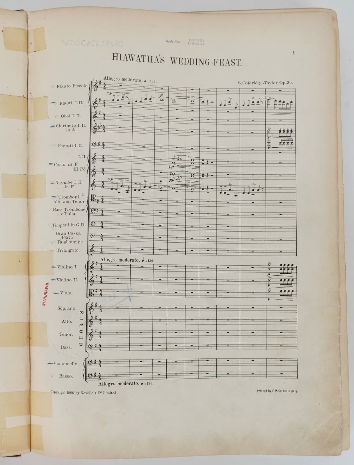 Coleridge-Taylor, Samuel. Scenes from The Song of Hiawatha.... Full Score. 4