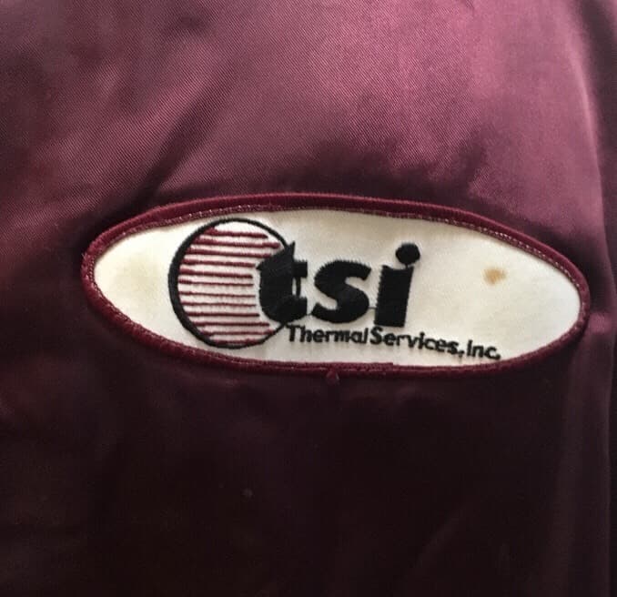 Softball Dugout Jacket Maroon Wendy Patches Pins Thermal Services Thunderbird XL 3