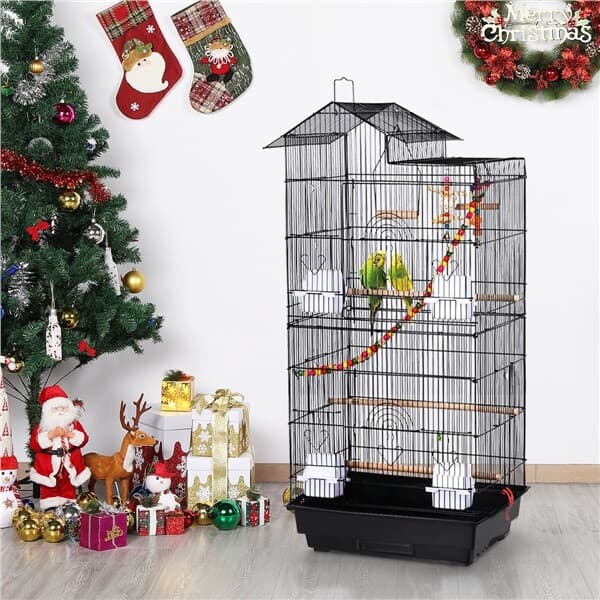 39''H Roof Top Large Bird Cage Parrot Cockatiel Conure Parakeet Bird Cage w/Toys 2