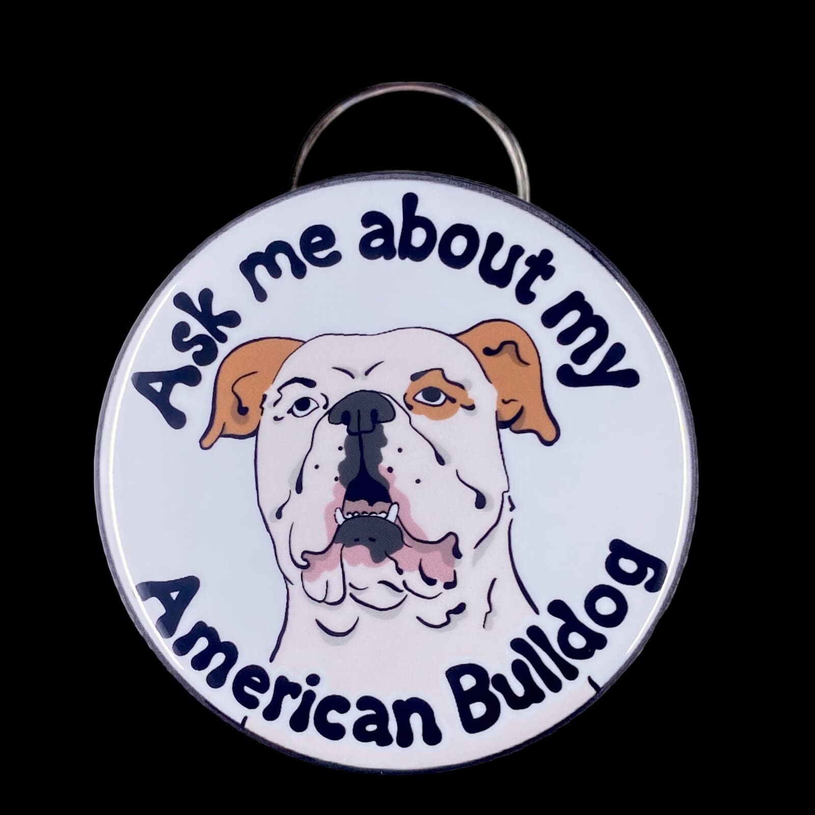 American Bulldog Bottle Opener Keychain Dog Accessories - White with Tan Ears 2