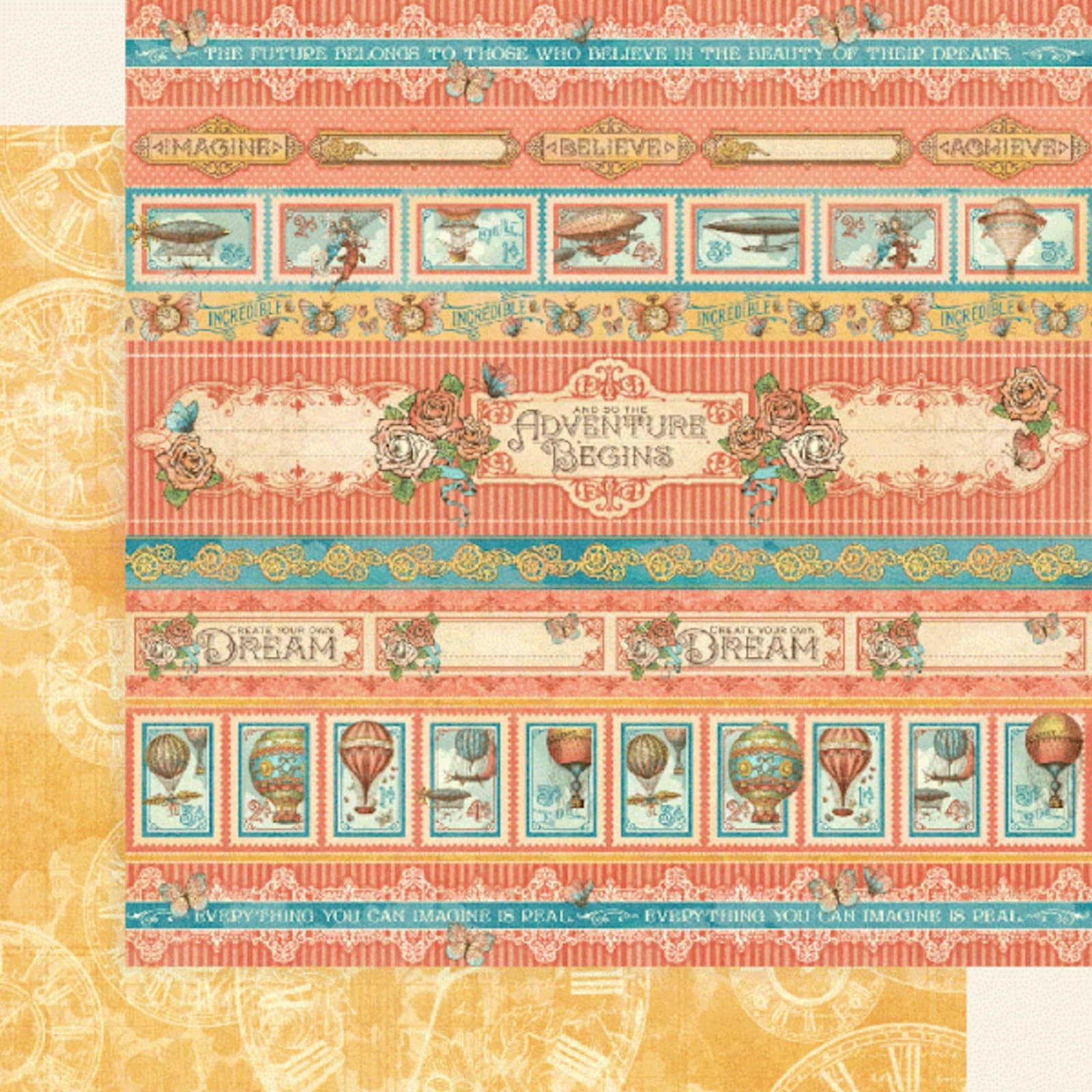 Graphic45 IMAGINE 8-PACK 12x12 DOUBLE-SIDED PRINTED CARDSTOCKS 4