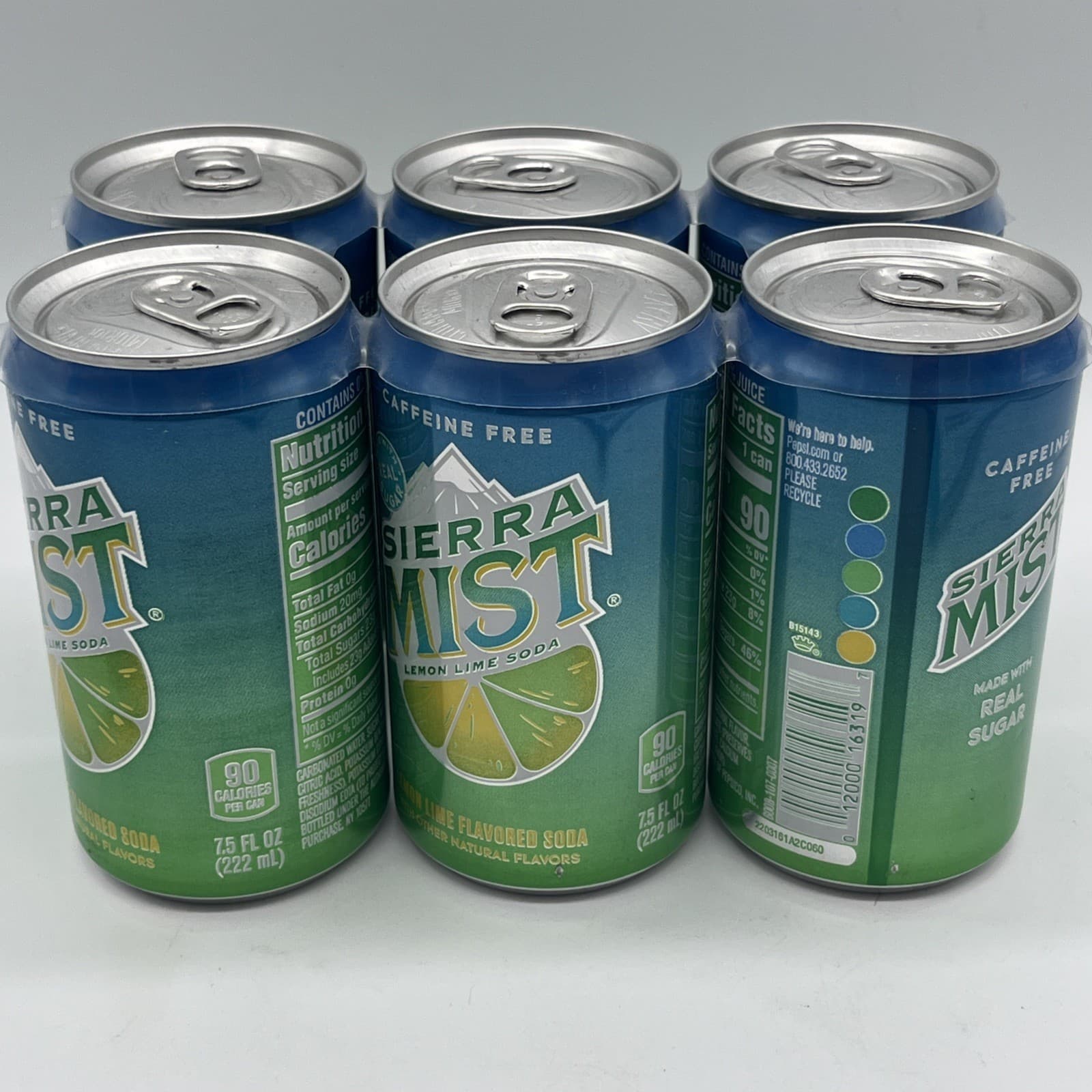 Sierra Mist 6 Pack Lemon Lime Soda 7.5oz Can EXP 10/22 Real Sugar Caffeine Free 4