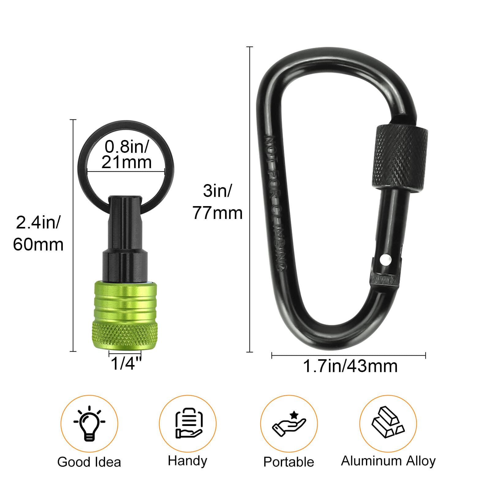 6Pcs 1/4" Hex Shank Screwdriver Drill Bit Holder Bit Set Quick Release Keychain 3