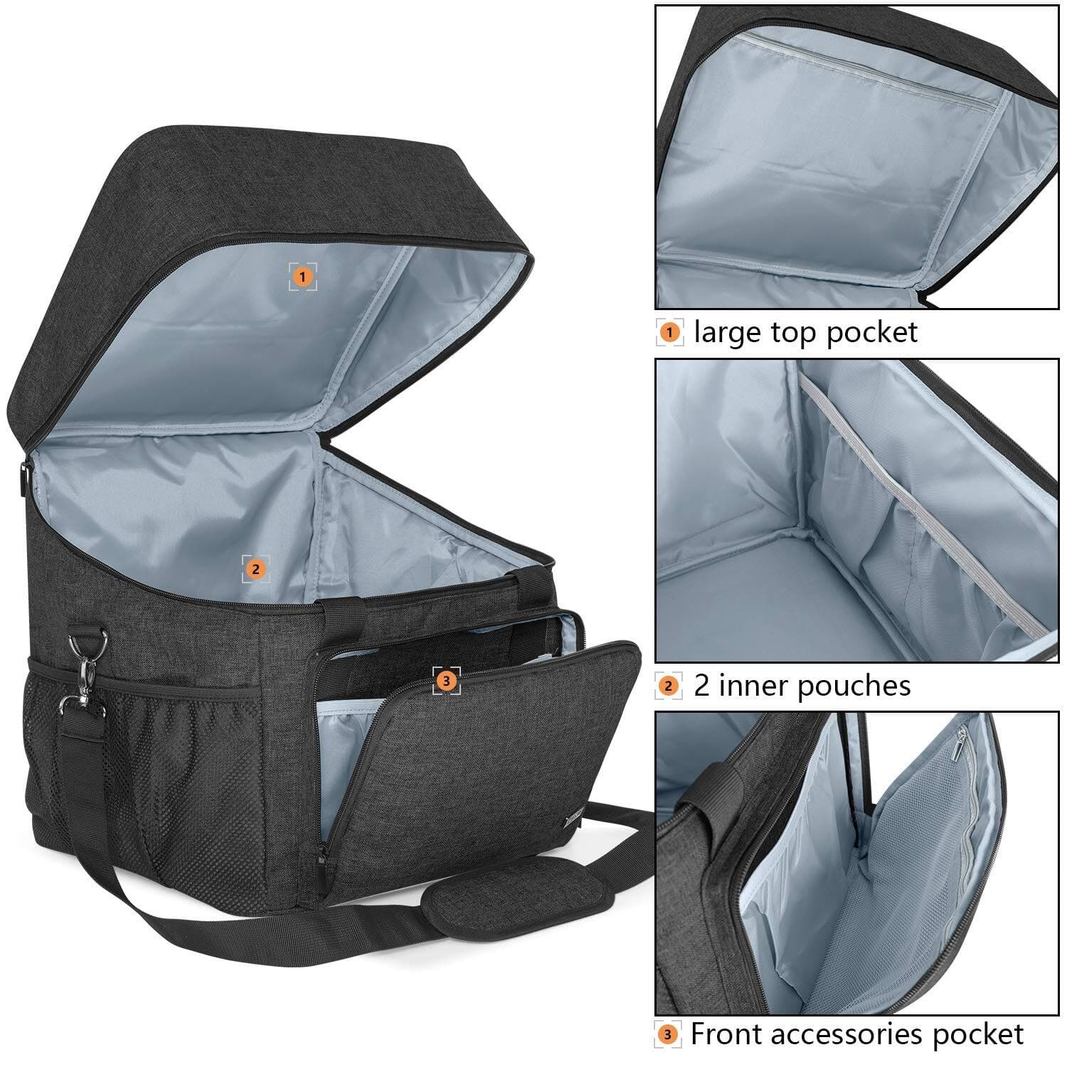 Portable Serger Case with Storage Pockets for Most Standard Overlock Machines 2