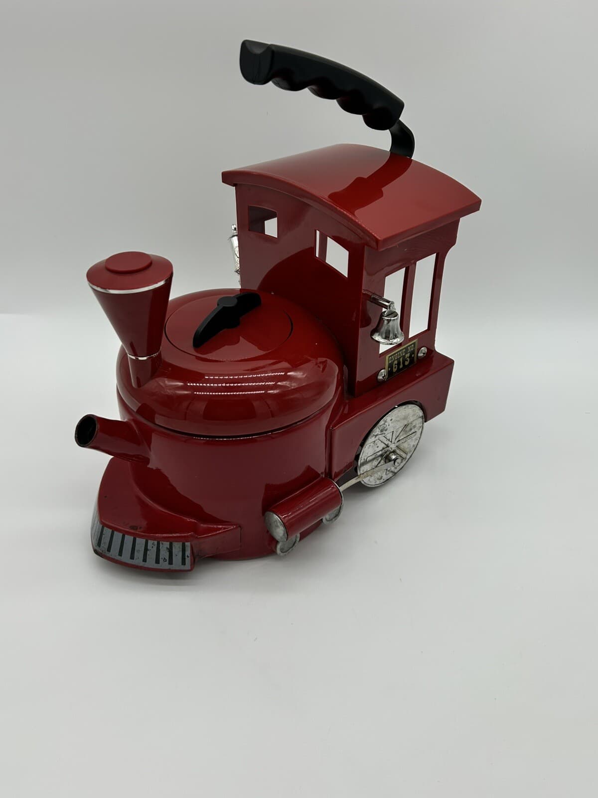 MKI Kamenstein Tea Kettle Pot World of Motion Steam Engine Train 613 Red - AS IS 4