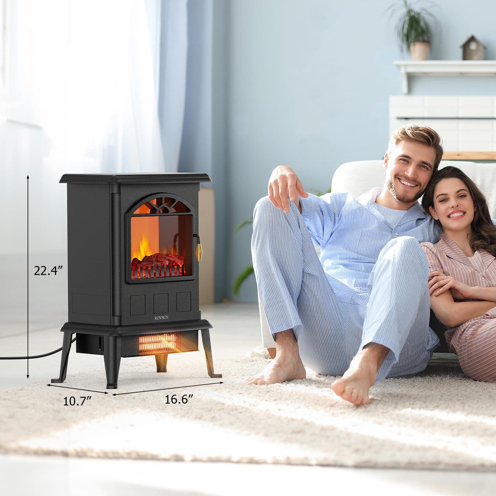 Electric Fireplace Heater Infrared Space Heater 1500W 3D Flame Effect Fireplace 4