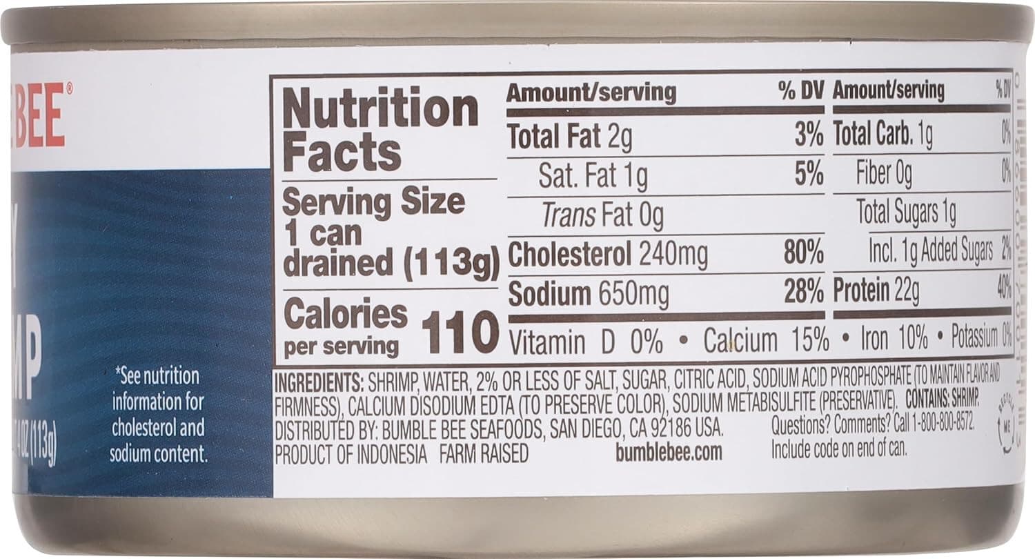 Bumble Bee Tiny Canned Shrimp - Shrimp in Water, Cooked, Peeled, Deveined... 4