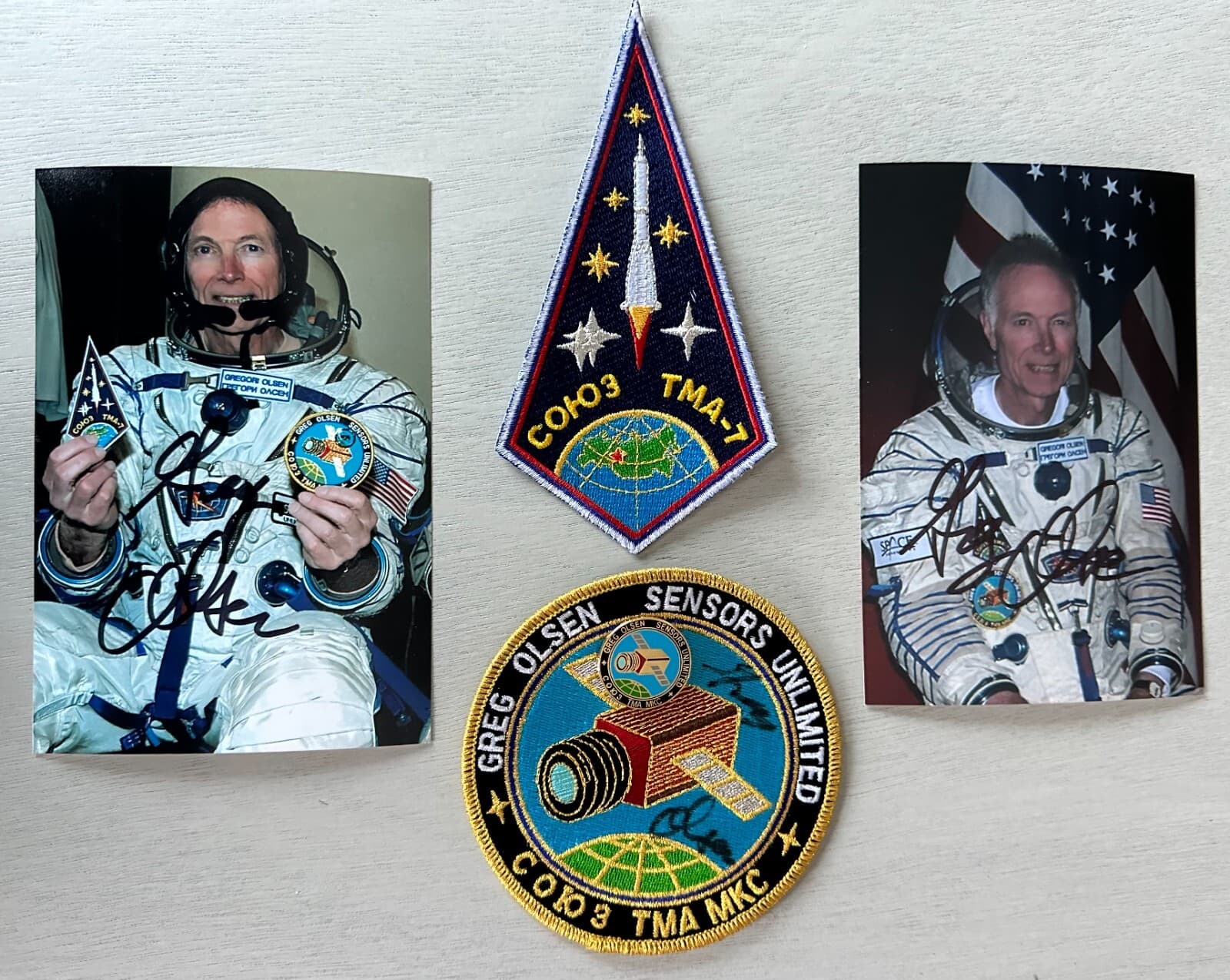 Greg Olsen Sensors Unlimited Soyuz TMA-7 flown patches