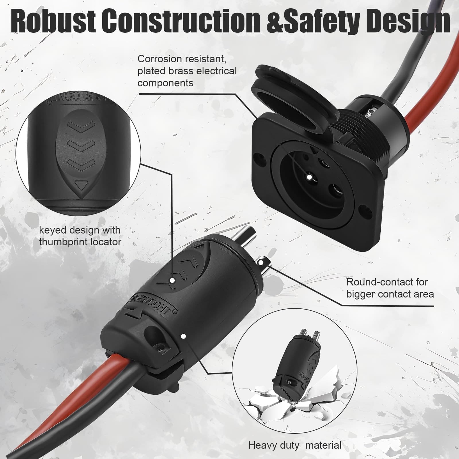 70A Trolling Motor Plug & Receptacle for 2 or 3 Wire 12-48V Systems Compatibl... 5