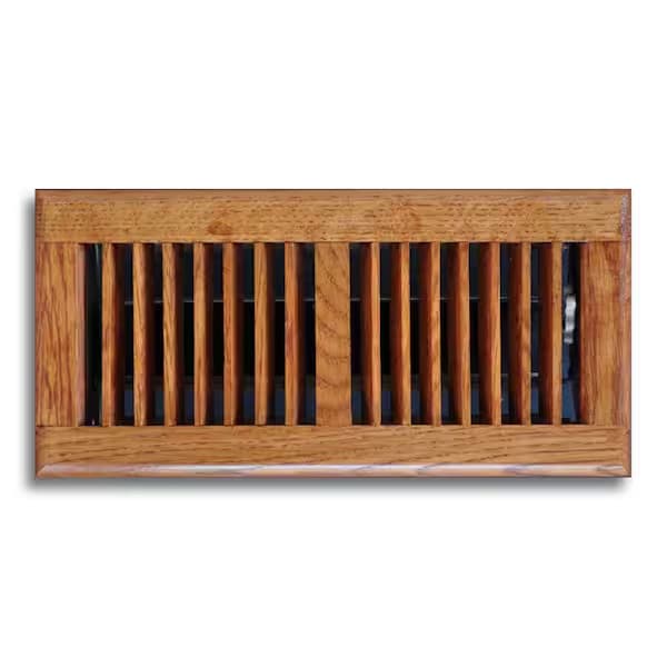 4 in x 12 in Wood Air Floor Diffuser Solid Oak Decorative Vent Cover HVAC, Brown
