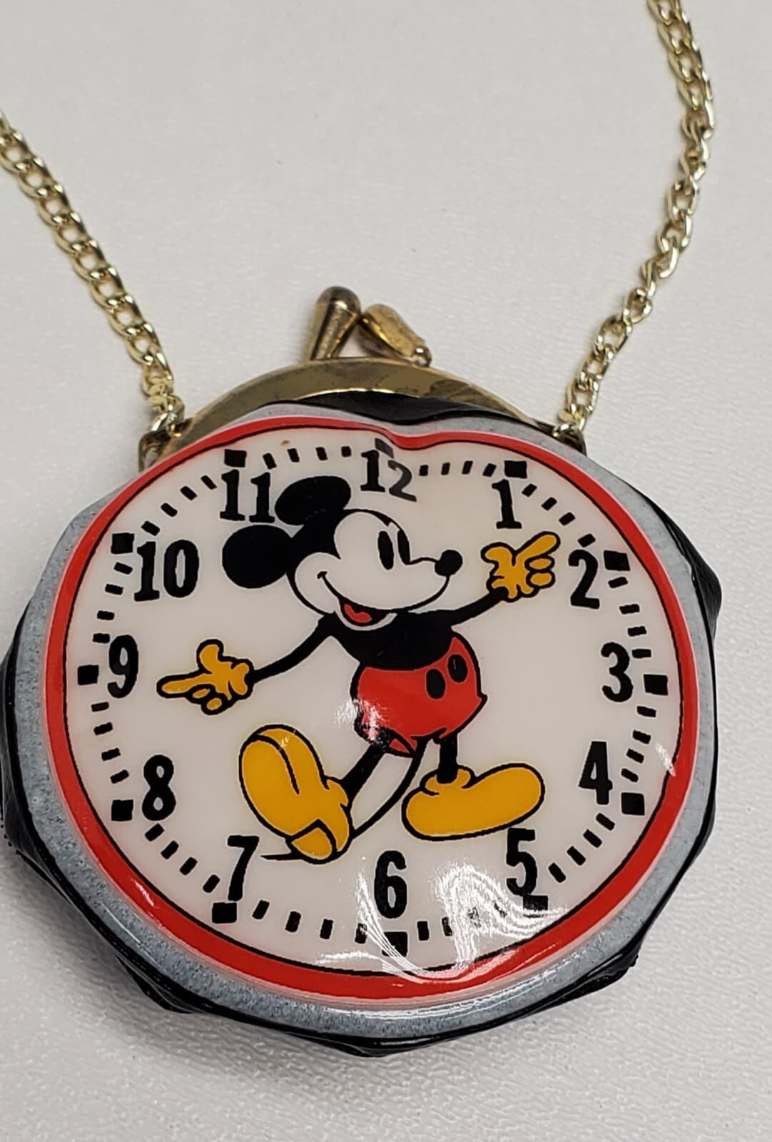 Vintage early 1970s Walt Disney Mickey Mouse Clock Change Purse Necklace RARE 2