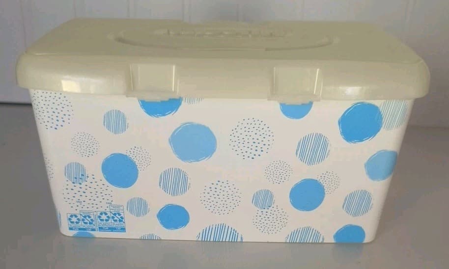 Huggies Baby Wipes EMPTY Container Blue Circles Pop Up Refillable  3