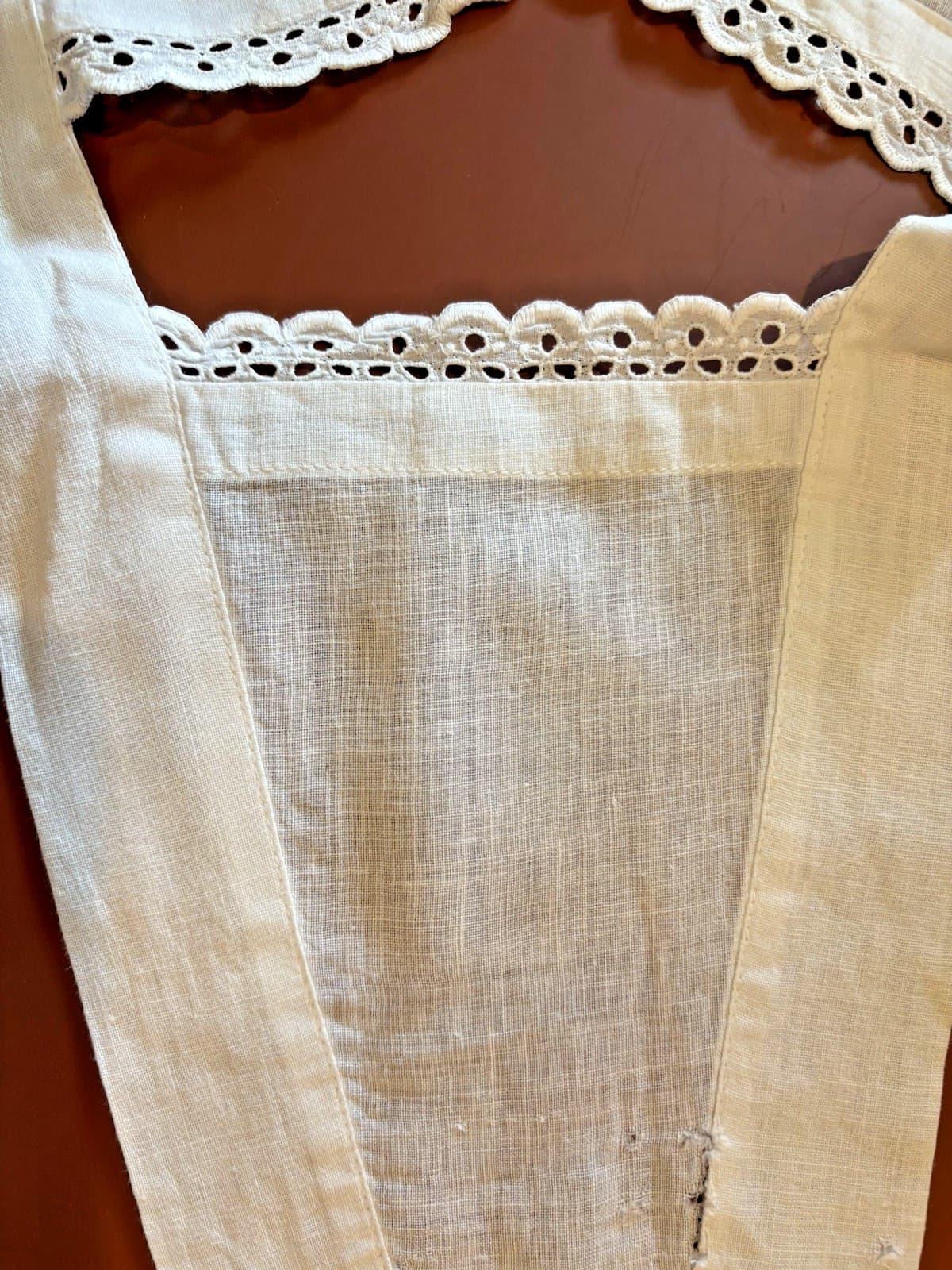 TLC*ANT WHITE LADY'S FINE LINEN 0VER-THE SHOULDER BIB APRON - 1910-20 3