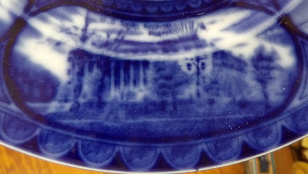 1907 Royal Stafford. Eng. Flow Blue Bird's Eye View Jamestown Exposition Plate 5