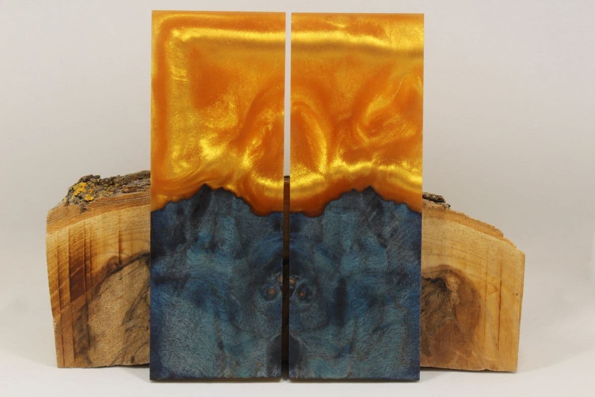 HYBRID STABILIZED DYED MAPLE GOLD CUSTOM COMPOSITE KNIFE HANDLE MATERIAL (7170)