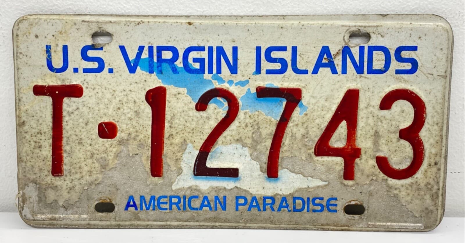 Vintage 80’s U.S. Virgin Islands American Paradise License Plate EXPIRATION 1990